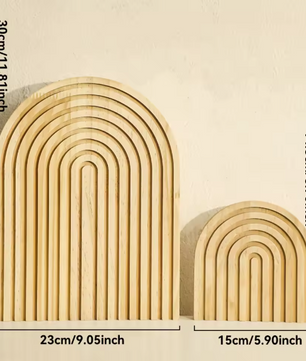Boho Houten Boog Decoratie – Minimalistisch Geometrisch Ornament voor Tafel of Plank