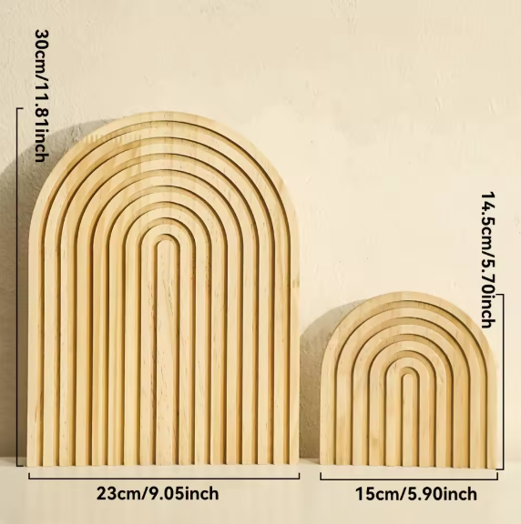 Boho Houten Boog Decoratie – Minimalistisch Geometrisch Ornament voor Tafel of Plank