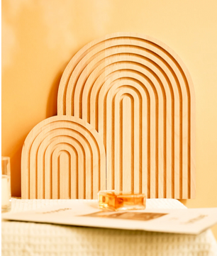 Boho Houten Boog Decoratie – Minimalistisch Geometrisch Ornament voor Tafel of Plank