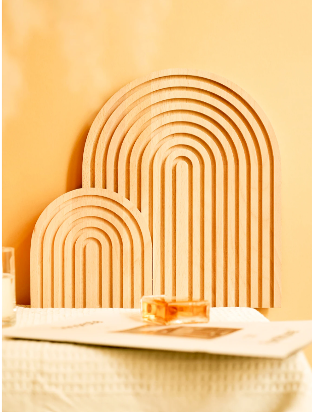 Boho Houten Boog Decoratie – Minimalistisch Geometrisch Ornament voor Tafel of Plank