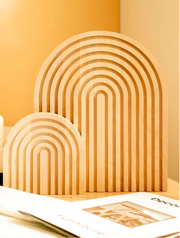 Boho Houten Boog Decoratie – Minimalistisch Geometrisch Ornament voor Tafel of Plank