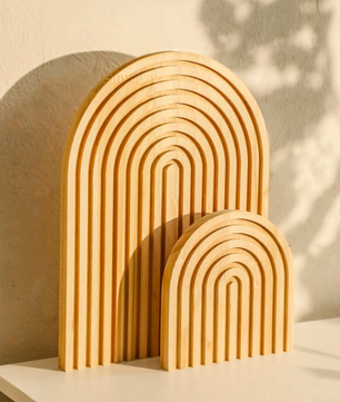 Boho Houten Boog Decoratie – Minimalistisch Geometrisch Ornament voor Tafel of Plank
