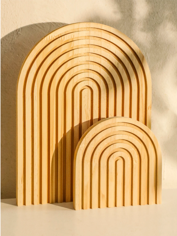 Boho Houten Boog Decoratie – Minimalistisch Geometrisch Ornament voor Tafel of Plank