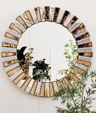 Ronde Wandspiegel met Sunburst Design – Decoratieve Spiegel voor Hal, Badkamer of Woonkamer