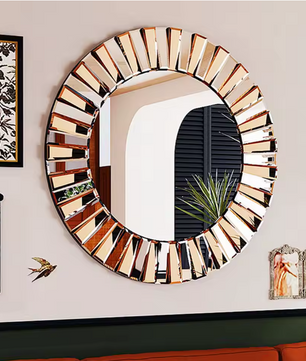 Ronde Wandspiegel met Sunburst Design – Decoratieve Spiegel voor Hal, Badkamer of Woonkamer