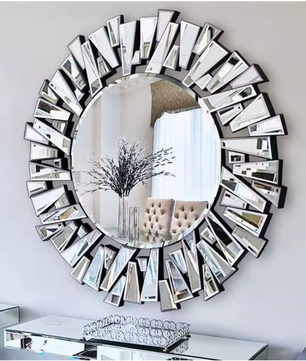 Ronde Wandspiegel 80 cm – Decoratieve Spiegel met Facetrand voor Woonkamer, Hal of Badkamer