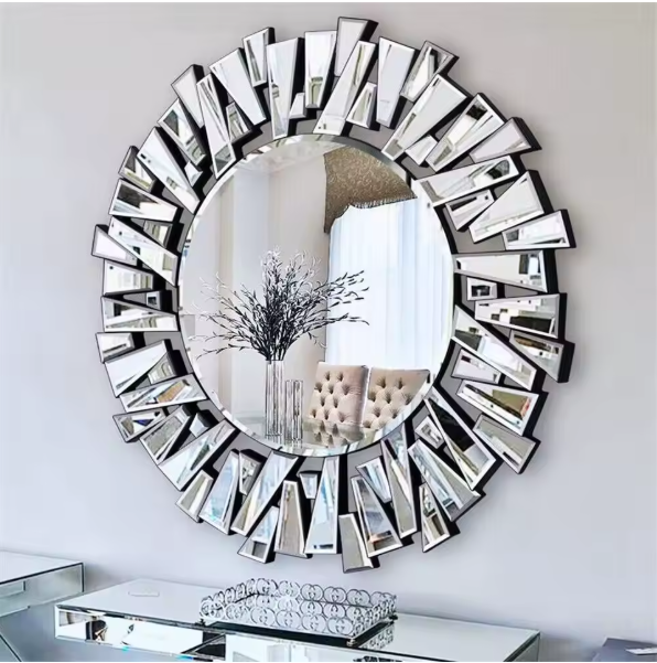 Ronde Wandspiegel 80 cm – Decoratieve Spiegel met Facetrand voor Woonkamer, Hal of Badkamer