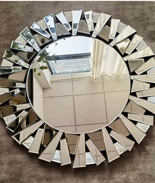 Ronde Wandspiegel 80 cm – Decoratieve Spiegel met Facetrand voor Woonkamer, Hal of Badkamer