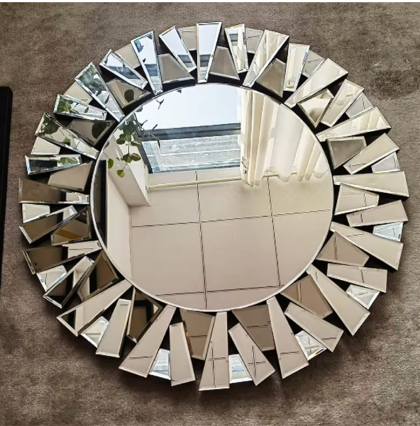 Ronde Wandspiegel 80 cm – Decoratieve Spiegel met Facetrand voor Woonkamer, Hal of Badkamer