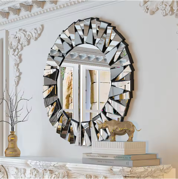 Ronde Wandspiegel 80 cm – Decoratieve Spiegel met Facetrand voor Woonkamer, Hal of Badkamer