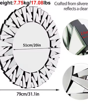 Ronde Wandspiegel 80 cm – Decoratieve Spiegel met Facetrand voor Woonkamer, Hal of Badkamer