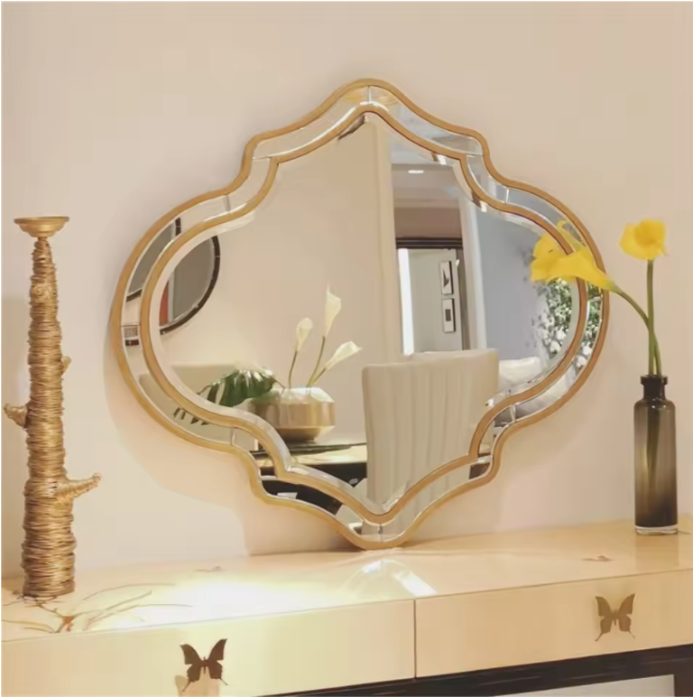 Grote Wandspiegel met Gouden Rand – Modern Decoratief Design Spiegel