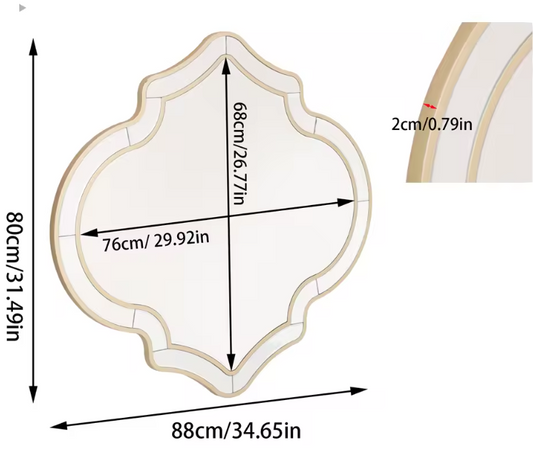 Grote Wandspiegel met Gouden Rand – Modern Decoratief Design Spiegel