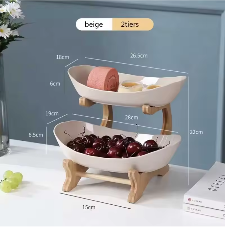 2/3-Laagse Fruitschaal – Moderne Snack Etage voor Fruit, Snoep en Desserts