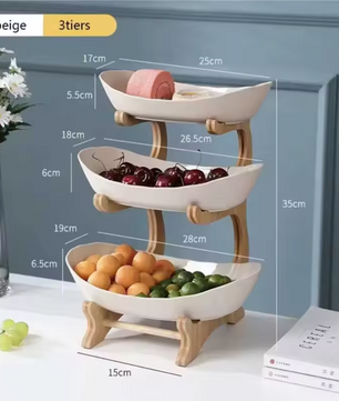 2/3-Laagse Fruitschaal – Moderne Snack Etage voor Fruit, Snoep en Desserts