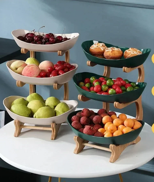 2/3-Laagse Fruitschaal – Moderne Snack Etage voor Fruit, Snoep en Desserts