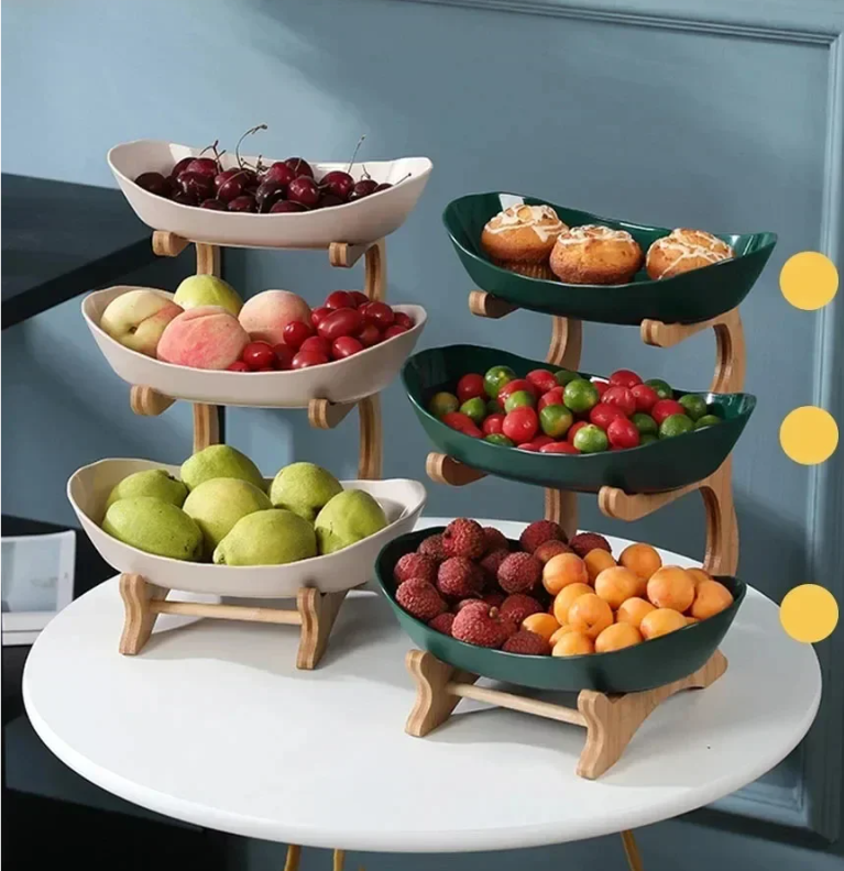 2/3-Laagse Fruitschaal – Moderne Snack Etage voor Fruit, Snoep en Desserts