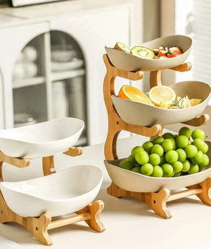 2/3-Laagse Fruitschaal – Moderne Snack Etage voor Fruit, Snoep en Desserts