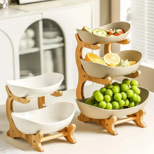 2/3-Laagse Fruitschaal – Moderne Snack Etage voor Fruit, Snoep en Desserts
