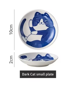 Set van 4 Keramische Sausbakjes – Sushi Sojaschaaltjes met Lucky Cat Design