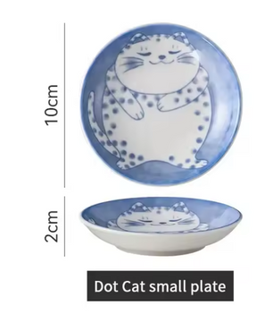 Set van 4 Keramische Sausbakjes – Sushi Sojaschaaltjes met Lucky Cat Design