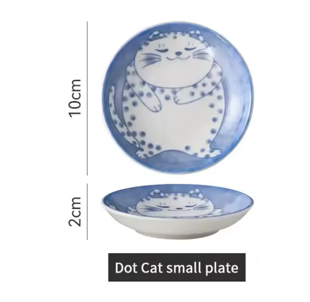 Set van 4 Keramische Sausbakjes – Sushi Sojaschaaltjes met Lucky Cat Design
