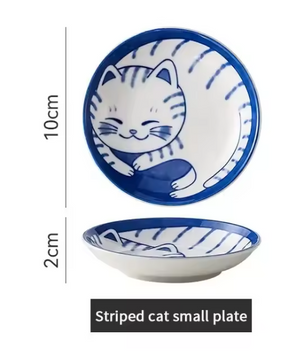 Set van 4 Keramische Sausbakjes – Sushi Sojaschaaltjes met Lucky Cat Design