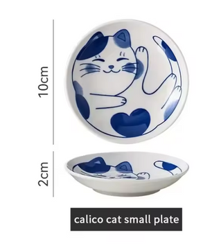 Set van 4 Keramische Sausbakjes – Sushi Sojaschaaltjes met Lucky Cat Design