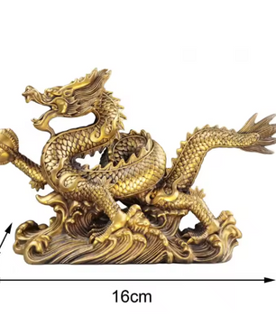 Feng Shui Drakenbeeld – Koperen Chinese Draak Decoratie voor Bureau en Interieur