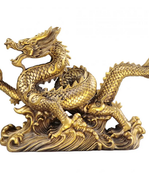 Feng Shui Drakenbeeld – Koperen Chinese Draak Decoratie voor Bureau en Interieur