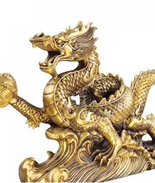 Feng Shui Drakenbeeld – Koperen Chinese Draak Decoratie voor Bureau en Interieur