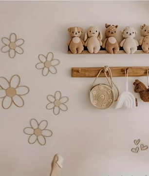 Scandinavische Houten Margriet Wanddecoratie – Uitgesneden Bloem Muurdecoratie