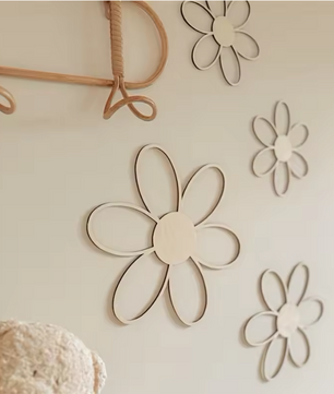 Scandinavische Houten Margriet Wanddecoratie – Uitgesneden Bloem Muurdecoratie