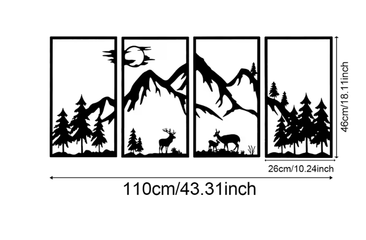 Boho Woodland Dieren Muursticker – Bosdieren Zonsondergang Vinyl Wanddecoratie