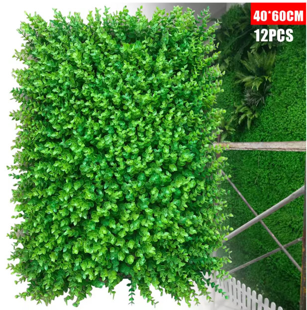 Set van 12 Kunsthaag Panelen – Kunst Buxus Wandpanelen voor Groene Wanddecoratie
