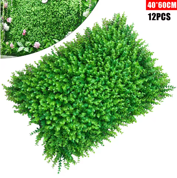Set van 12 Kunsthaag Panelen – Kunst Buxus Wandpanelen voor Groene Wanddecoratie