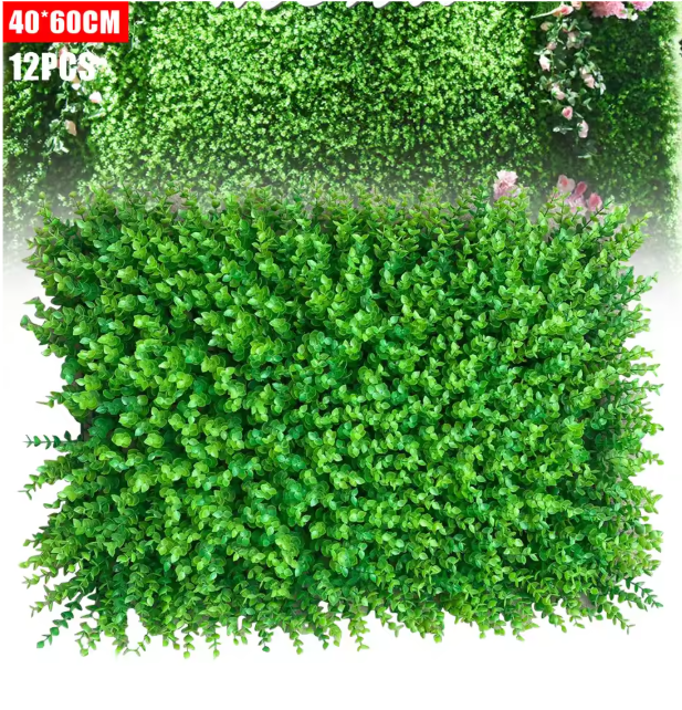 Set van 12 Kunsthaag Panelen – Kunst Buxus Wandpanelen voor Groene Wanddecoratie