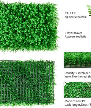 Set van 12 Kunsthaag Panelen – Kunst Buxus Wandpanelen voor Groene Wanddecoratie