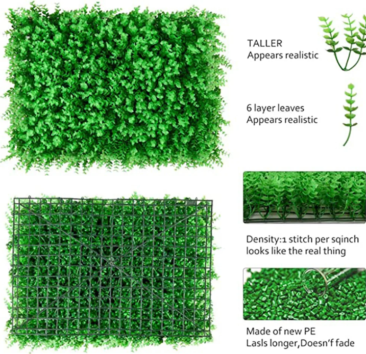 Set van 12 Kunsthaag Panelen – Kunst Buxus Wandpanelen voor Groene Wanddecoratie