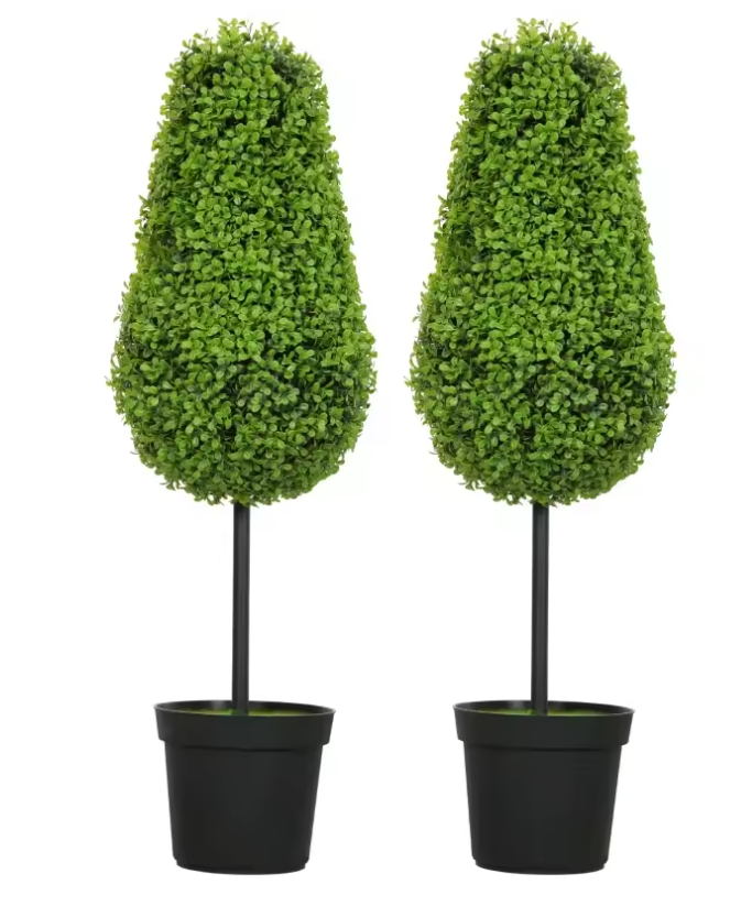 Set van 2 Kunst Buxus Planten 90 cm – Druppelvormige Kunstplanten in Pot