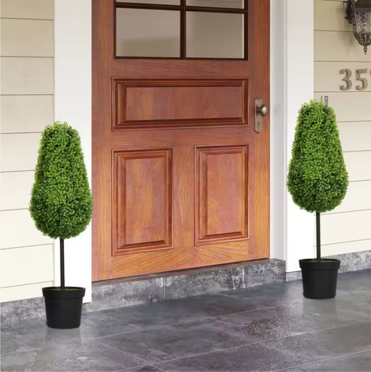 Set van 2 Kunst Buxus Planten 90 cm – Druppelvormige Kunstplanten in Pot