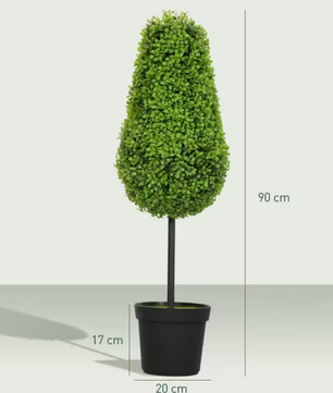 Set van 2 Kunst Buxus Planten 90 cm – Druppelvormige Kunstplanten in Pot