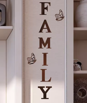 Acryl Spiegel Muursticker “Family” – 3D Letter Wanddecoratie met Vlinders