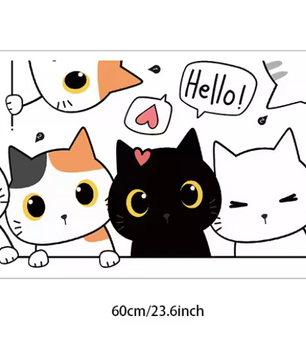 Schattige Kat Muursticker – Cartoon Kat Decoratie voor Deur en Kast