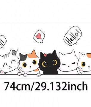 Schattige Kat Muursticker – Cartoon Kat Decoratie voor Deur en Kast