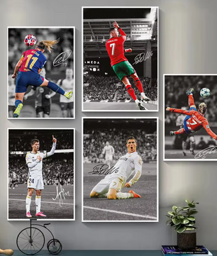 Voetbal Sterren Canvas Poster – Sport Moment Wanddecoratie