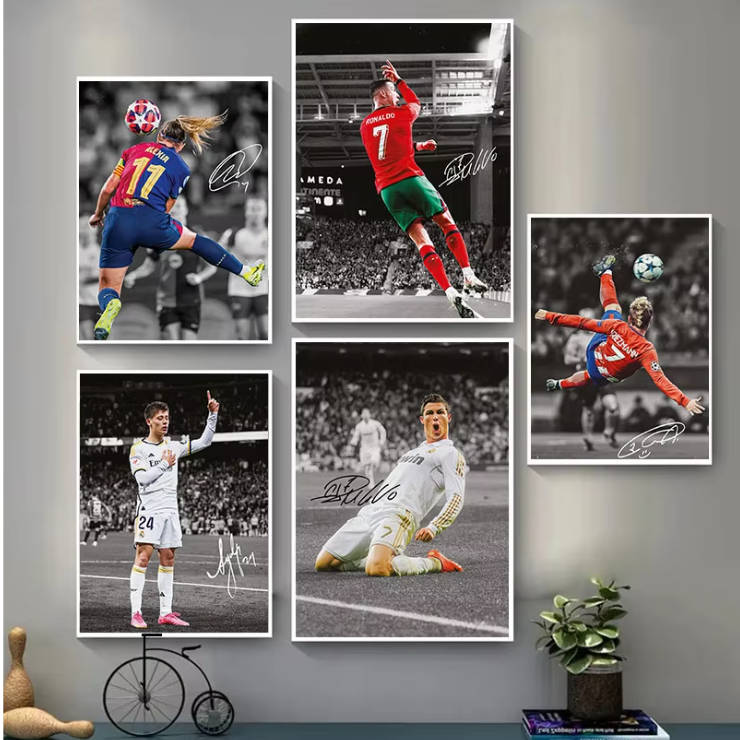 Voetbal Sterren Canvas Poster – Sport Moment Wanddecoratie
