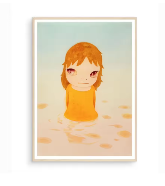 Japanse Cartoon Kunstposter op Canvas – Speelse Sleepwalking Doll Illustratie voor Kinderkamer of Woonruimte