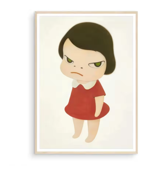 Japanse Cartoon Kunstposter op Canvas – Speelse Sleepwalking Doll Illustratie voor Kinderkamer of Woonruimte