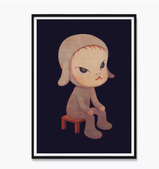 Japanse Cartoon Kunstposter op Canvas – Speelse Sleepwalking Doll Illustratie voor Kinderkamer of Woonruimte